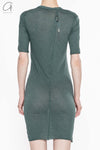 Boris Bidjan Saberi WTS1 series long hand-dyed short-sleeved cotton T-shirt WTS1.LONG FTT00001-HZ Seaweed